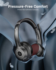 JIAMQISHI Work Wireless Headset with Microphone - Bluetooth V5.2 Headphones with USB Dongle & Mic Mute for Computer/Laptop/PC/iPhone/Android/Cell Phones/Zoom/Ms Teams/Skype - Wireless Headphones