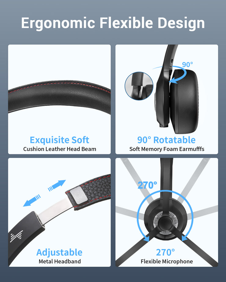JIAMQISHI Work Wireless Headset with Microphone - Bluetooth V5.2 Headphones with USB Dongle & Mic Mute for Computer/Laptop/PC/iPhone/Android/Cell Phones/Zoom/Ms Teams/Skype - Wireless Headphones